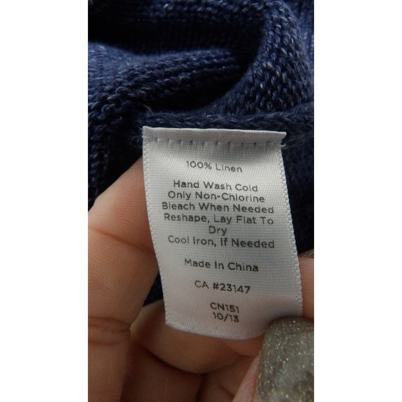 Talbots 100% Linen Popover Knit Sweater V-Neck Breathable Coastal Women's Large - Picture 9 of 11